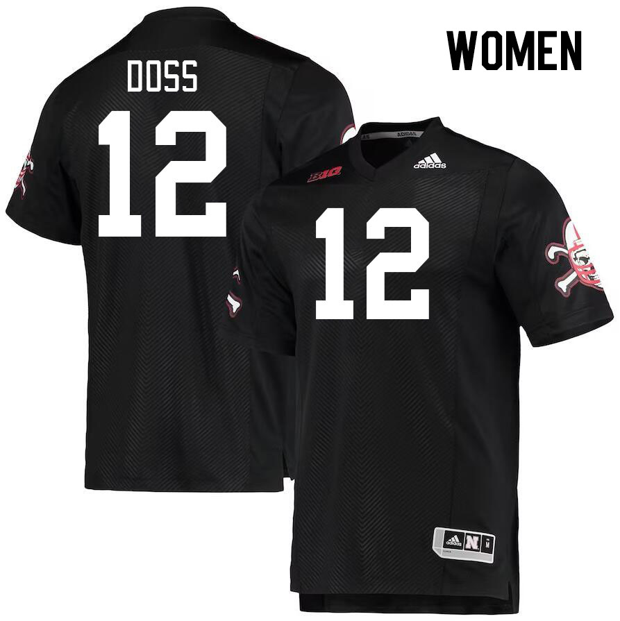 Women #12 Jaidyn Doss Nebraska Cornhuskers College Football Jerseys Stitched Sale-Black